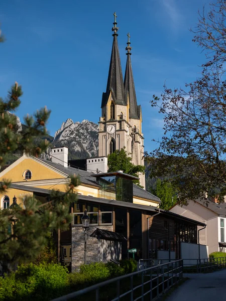 Iglesia Admont Austria Día Soleado Primavera Cielo Azul — Foto de Stock