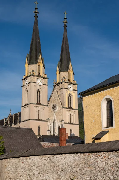 Kerk Van Admont Oostenrijk Een Zonnige Dag Lente Blauwe Lucht — Stockfoto