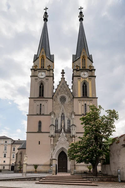 Kerk Van Admont Oostenrijk Een Zonnige Dag Lente Bewolkte Lucht — Stockfoto