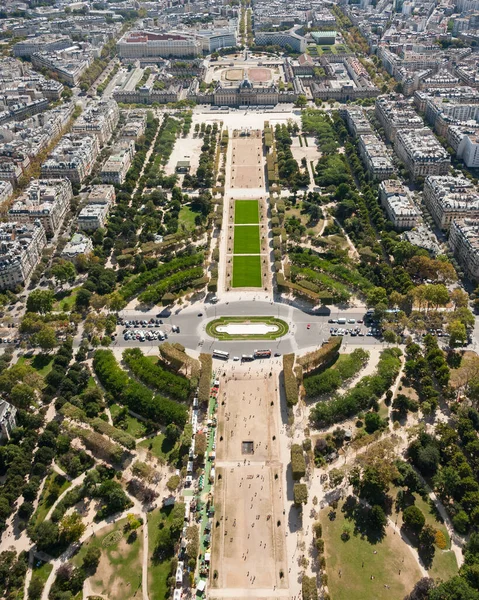 Aerial View Paris Eiffel Tower Sunny Day Summer Champ Mars — Stock Photo, Image