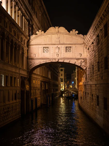 Ponte Dei Sospiri Venedig Italien Bei Nacht — Stockfoto