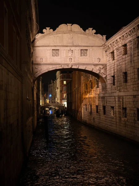 Ponte Dei Sospiri Venedig Italien Bei Nacht — Stockfoto