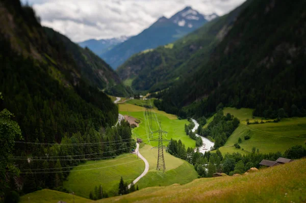 Tauerntal Wschodnim Tyrolu Austria Pochmurny Dzień Latem Efekt Miniatury — Zdjęcie stockowe