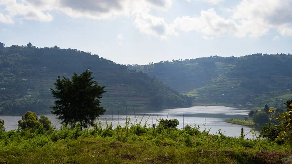Lake Bunyonyi (Uganda) on a cloudy day in June