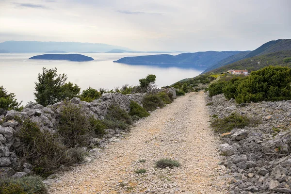 Old Road Predoscica Cres Croatia Cloudy Day Springtime — Stok Foto