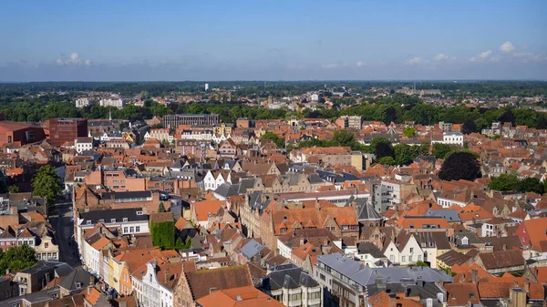 Aerial View Bruges Belfry Rooftops Sunny Day Summer — Foto de Stock