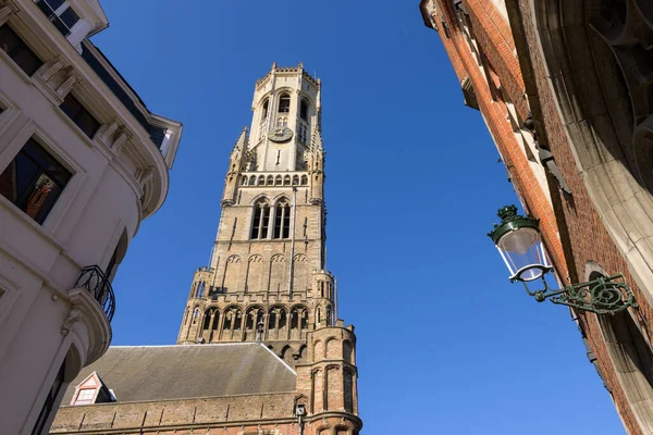 Belfry Bruges Sunny Day Summer Blue Sky — Foto de Stock