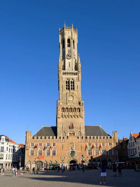 Brugge Belgium July 2022 Belfry Bruges Sunny Day Summer Blue — Foto Stock