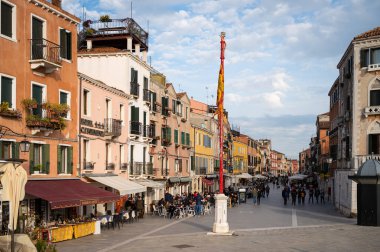 Venice, Italy - October 28, 2021: Via Giuseppe Garibaldi in Venice on a cloudy day in autumn