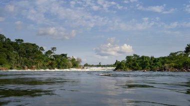 Uganda 'daki Victoria Nil' in Itanda Şelalesi, Mayıs ayının güneşli bir günü.