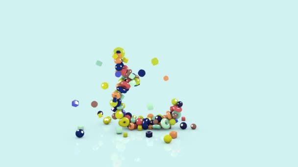 Animation Από Χρωματιστά Αντικείμενα Αριθμός Κινουμένων Σχεδίων Αριθμός Οκτώ Από — Αρχείο Βίντεο