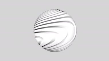 Soyut 3D organik küre. Biyonik maddenin animasyonu 4K çözünürlükte. Açık arkaplanda beyaz renkli bir küre. Yüksek kalite 4k görüntü