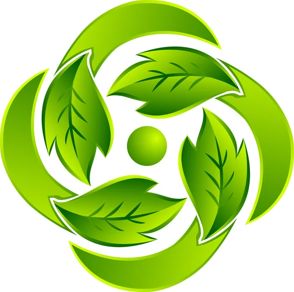 Leaf runda logotypen — Stock vektor