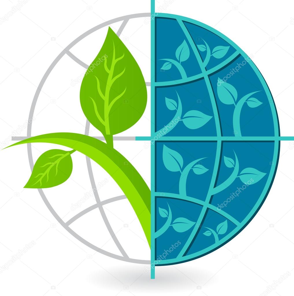Illustration art of a globe tree logo with isolated background