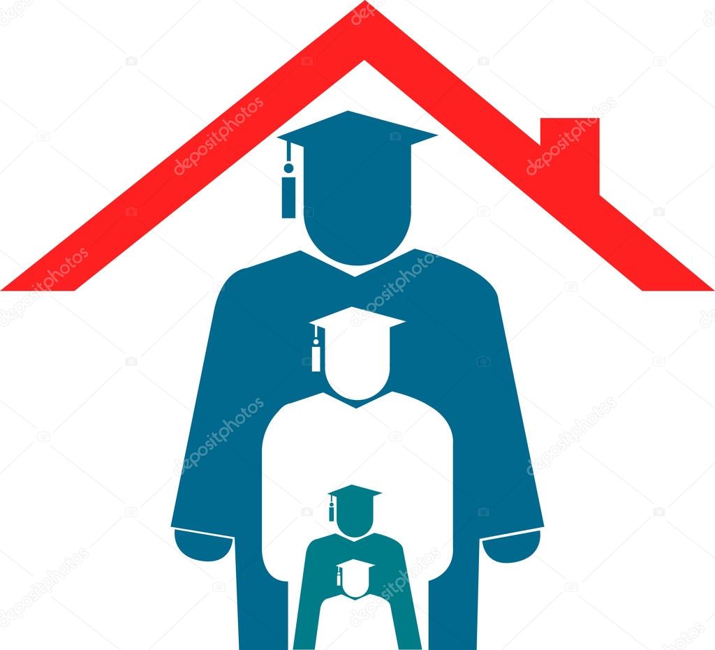 Illustration art of a home education logo with isolated background