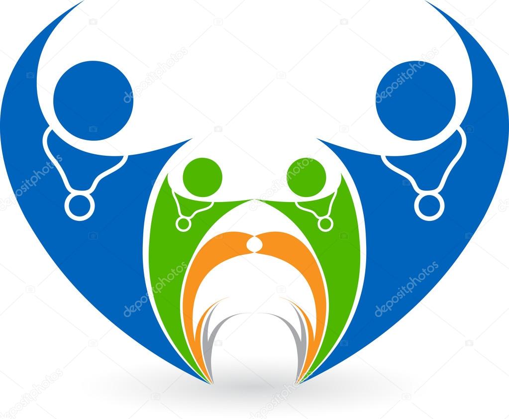 Illustration art of a heart couple logo with isolated background