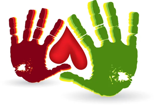 Logo coeur à deux mains — Image vectorielle