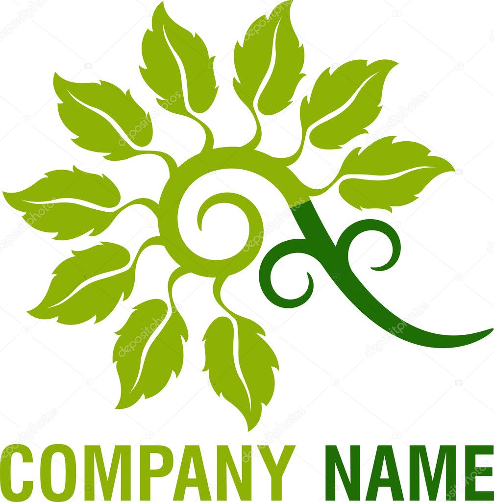 Illustration art of a green leaf logo with isolated background