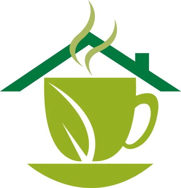 Green home tea logo — Stock Vector