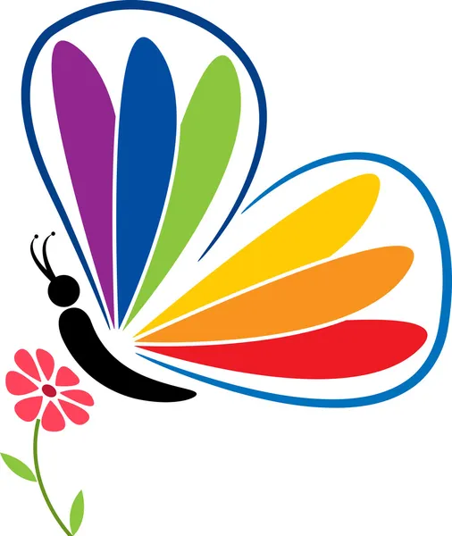 Kelebek ve çiçek logosu — Stok Vektör