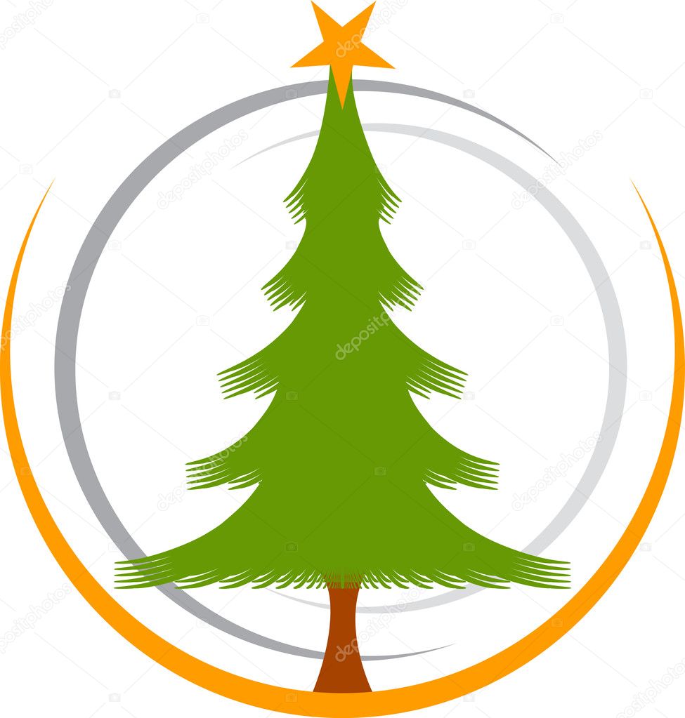 Illustration art of a christmas tree logo with isolated background