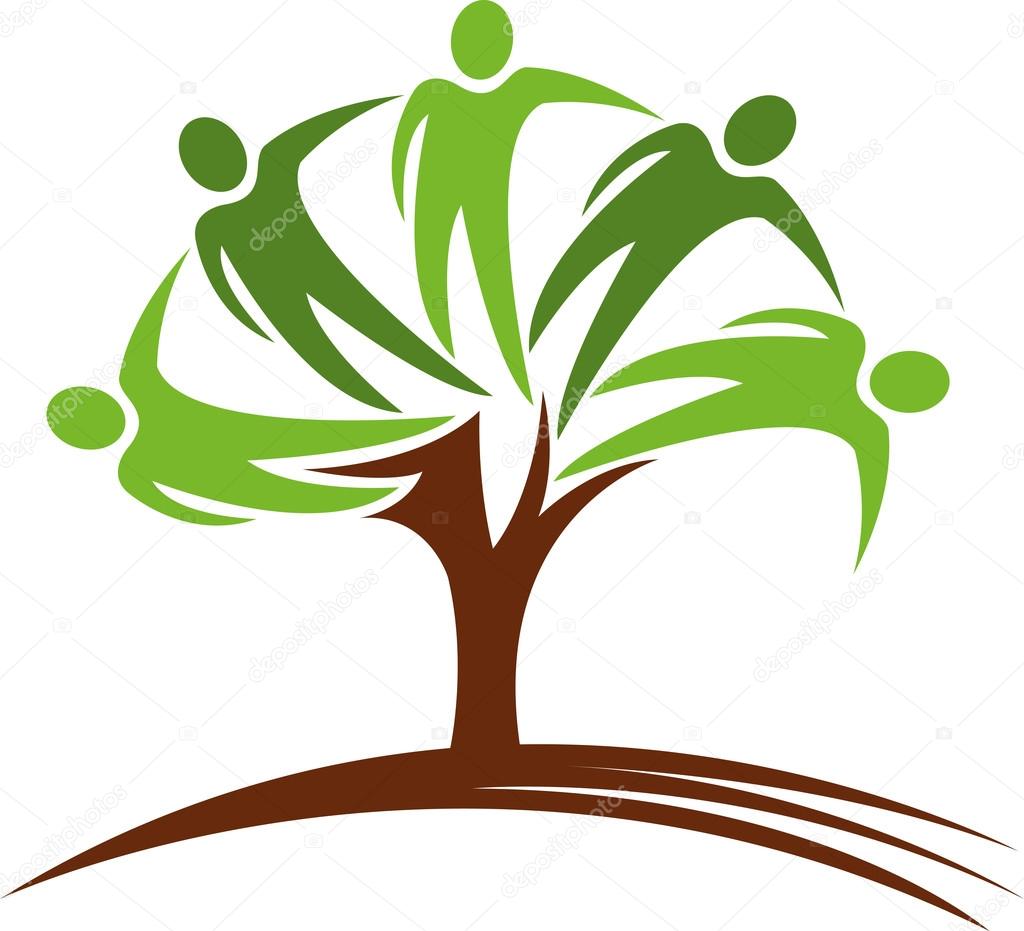 Illustration art of a human tree logo with isolated background