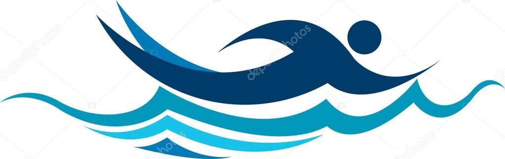Illustration art of a swimming logo with isolated background