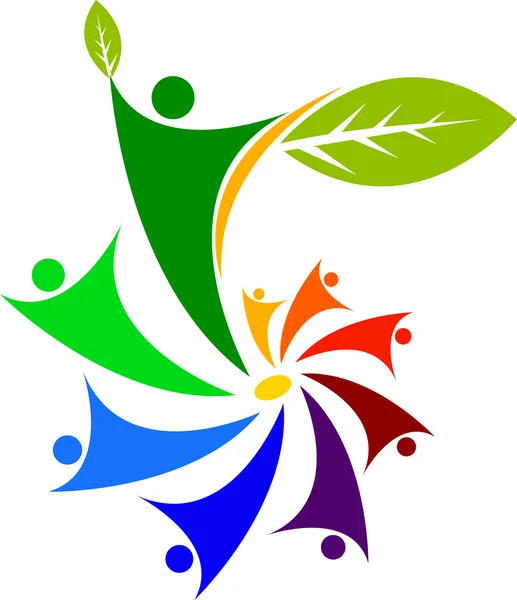 Folk leaf logo — Stock vektor