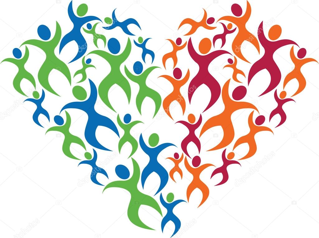 Illustration art of a love shape peoples with isolated background