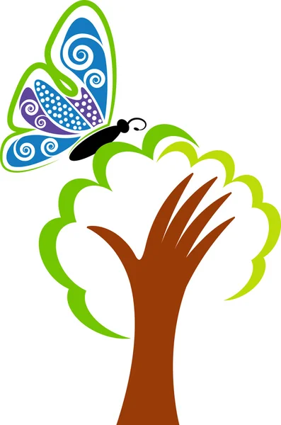 Рука дерево логотип — стоковий вектор