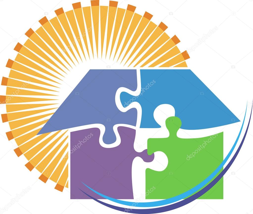 Illustration art of a puzzle home logo with isolated background
