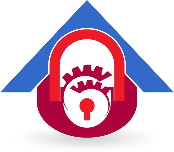 Logo llave en casa — Vector de stock