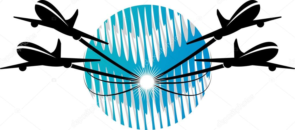 Illustration art of a plane logo with isolated background