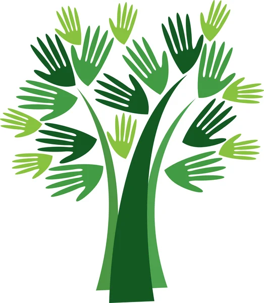 Logotipo del árbol de mano — Vector de stock