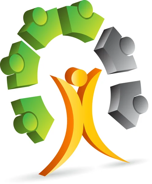 Logo de engranajes humanos — Vector de stock
