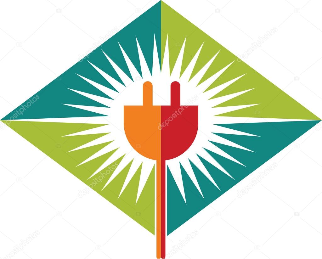 Illustration art of a power plug logo with isolated background