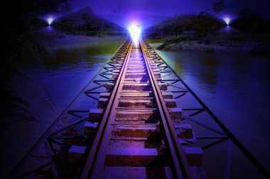 Train track night scenes clipart