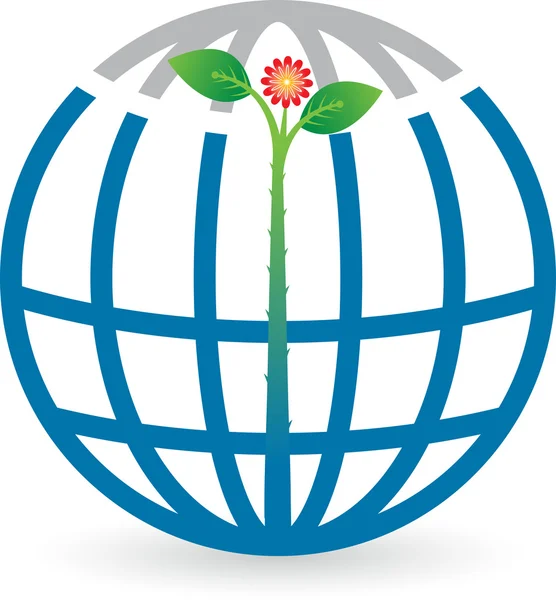 Globe leaf logo — Stock vektor