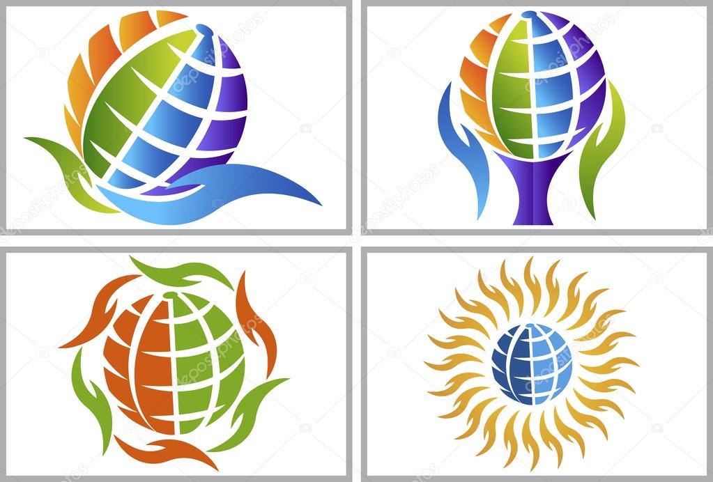 Illustration art of a hand globe logo with isolated background