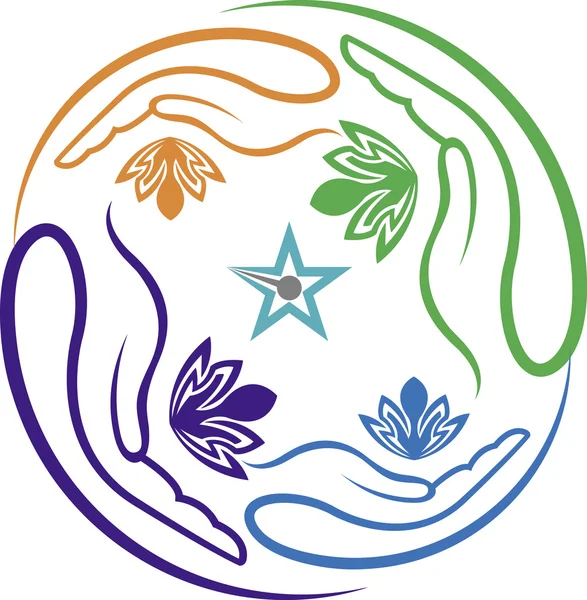 Логотип цветов рук — стоковый вектор