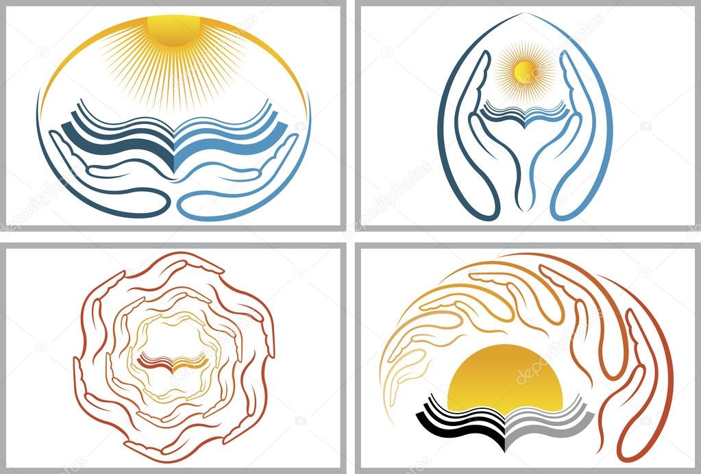 Illustration art of a hand book logos with isolated background
