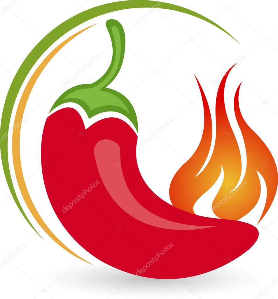 Illustration art of a hot chilly logo with isolated background