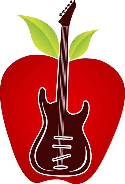 Chitarra mela logo — Vettoriale Stock