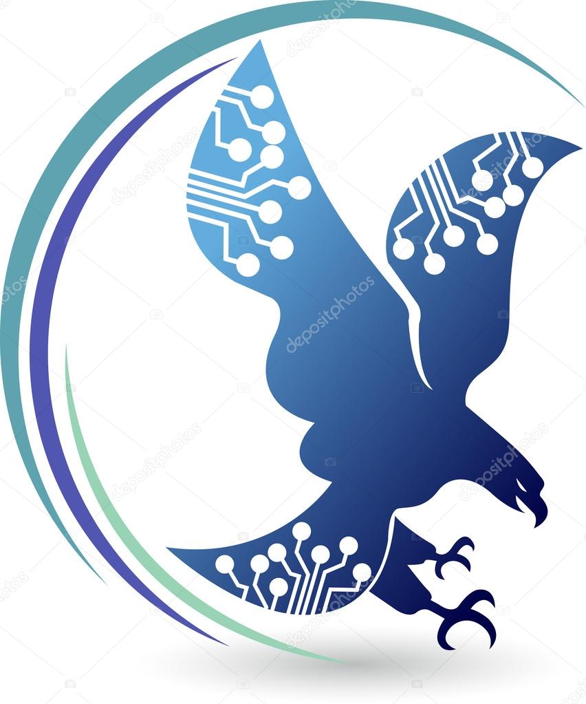 Illustration art of a circuit eagle logo with isolated background