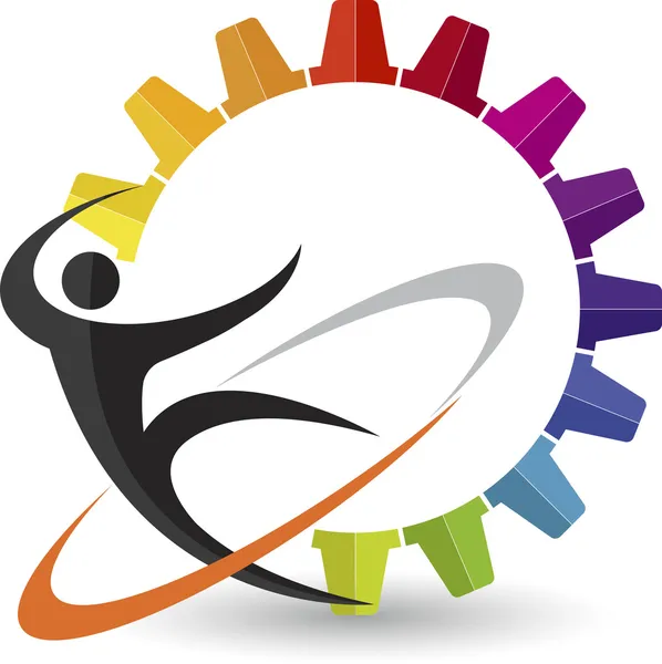 Logotipo humano del engranaje — Vector de stock