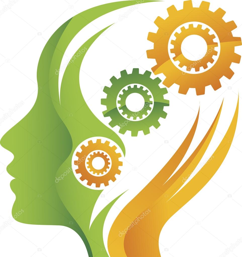 Illustration art of mind gear logo with isolated background