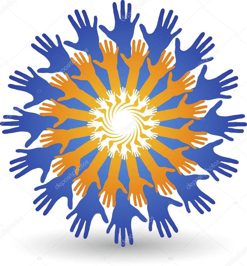 Illustration art of a round hands logo with isolated background