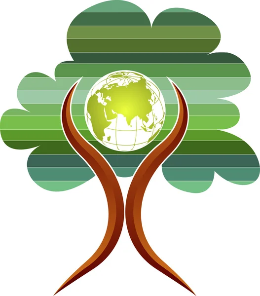 Tree globe man logo — Stock Vector