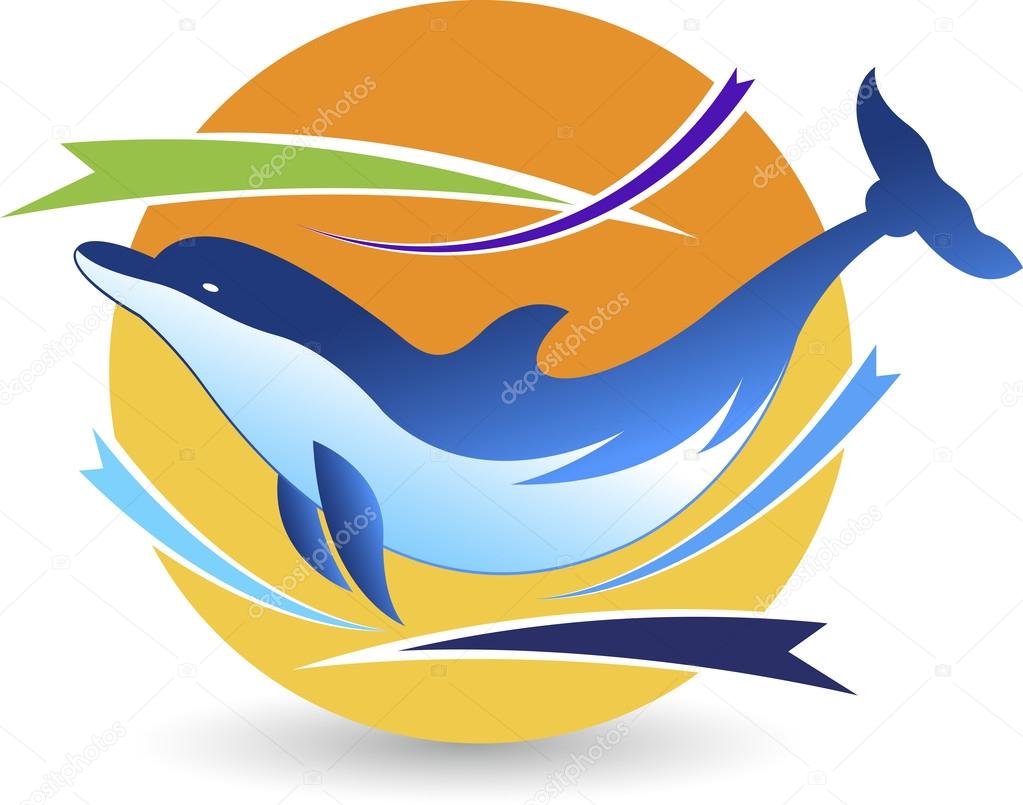 Illustration art of a dolphin logo with isolated background