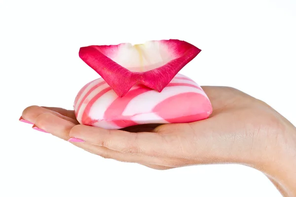 Pink soap bar — Stock Photo, Image